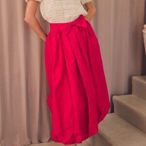 Bow Detail Bubble Hem Midi Skirt